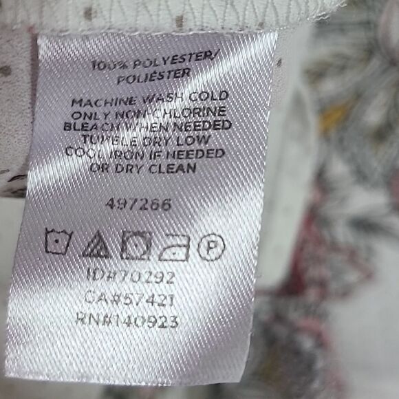 LOFT Ivory Floral Shirred Shell Polka Dot Sleeveless Blouse Women's Keyhole Top - Picture 8 of 11